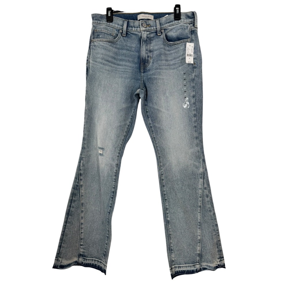 Pacsun Women's Light Indigo High Rise Distressed Flare Jeans Size‎ 32 NWT